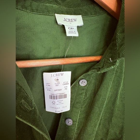 NWT J. Crew Olive Button-Up Dress with Belt - Picture 5 of 5
